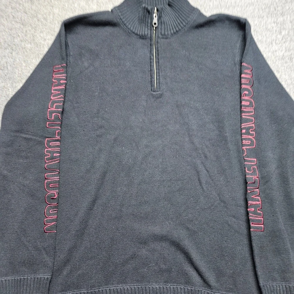 Harley-Davidson 1/4 Zip Sweater Mens L Black Pink/Red Embroidered 96350-11VM